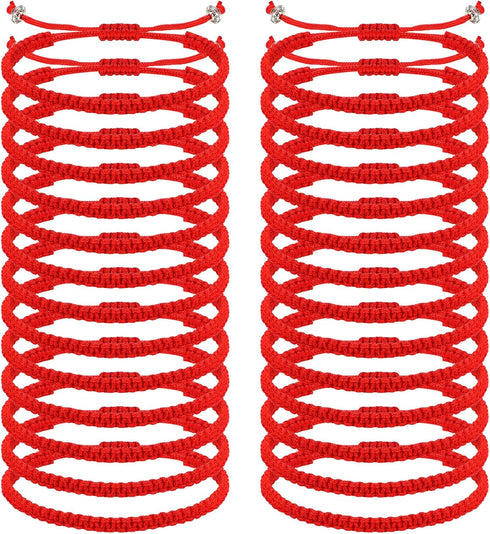 Fumete 48 Pcs Red Bracelets Bulk Kabbalah Red String Bracelet for Protection Good Luck Bracelet with Amulet Tibetan Bracelet Adjustable Buddhist K...