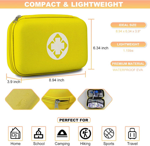 Car-Home Survival First-Aid Kit Emergency-Kit - Yellow 273Piece Equipment Travel Supplies First Aid Set Home Essentials Camping Hiking YIDERBO...