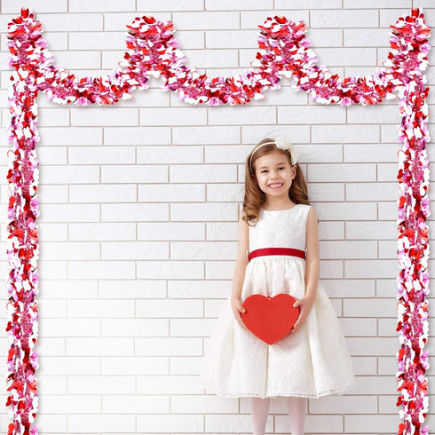 26.2 Feet Heart Tinsel Garland Valentines Metallic Tinsel Twist Garland Shiny Hanging Decoration for Valentines Tree Wreath Wedding Party Supplies...