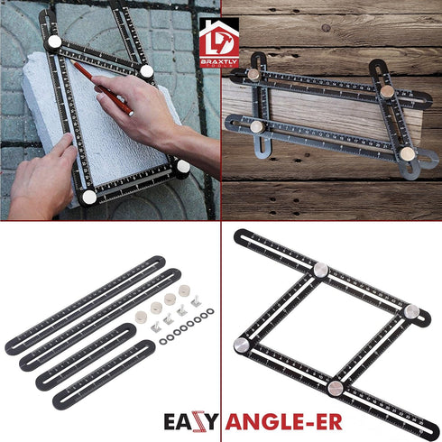 Easy Angle-ER Heavy Duty Template Tool- Ultimate Multi Angle Ruler- for Measuring Angle - Premium Metal Alloy Angle Tool- Adjustable Knobs for Pre...