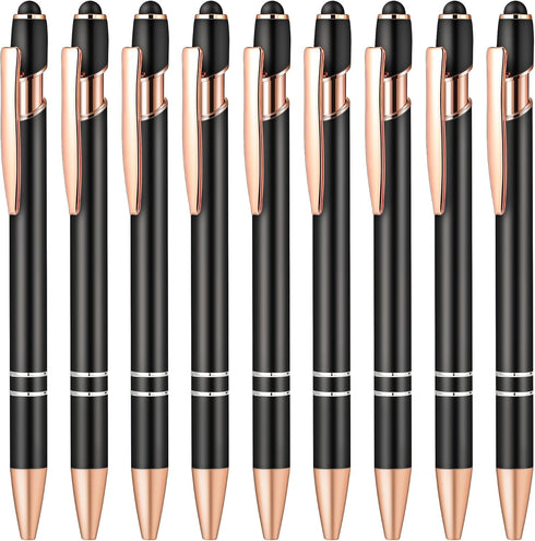 Aozora 9 Pack Ballpoint Pens Smooth Writing 2-in-1 Stylus Retractable Ballpoint Pen with Stylus tip, Office Decor Metal Stylus Pen for Touch Scree...
