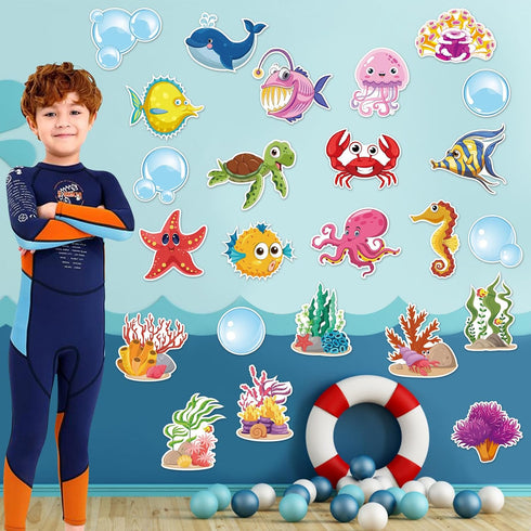 Fish Cutouts Tropical Fish Cutouts Classroom Bulletin Board Decorations, The Sea Ocean Creature Paper Decorations for Toddler Kids Classroom Schoo...