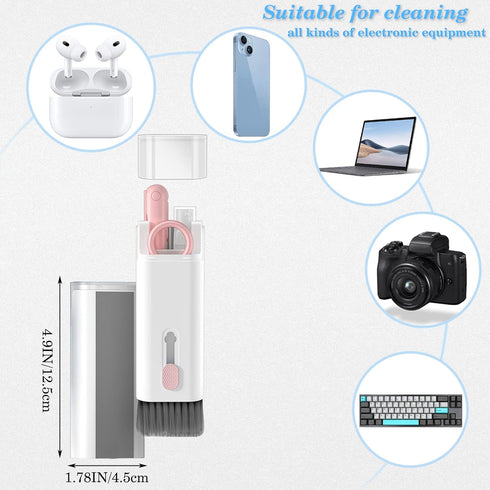 7-in-1 Keyboard Cleaner Kit, Cleaning Tool for Airpods Headphones,Keyboard Earbuds Case & Computer, Deep Cleaning Kit with Screen for Airpods 1/2/...
