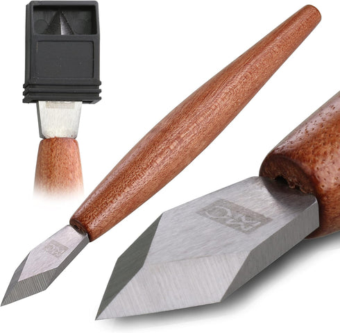 Marking Knife with Plastic Protector, Marking Gauge Woodworking, Premium Woodworking Tool with High Speed Steel Sharp Blade, Beautiful Rose Wood H...