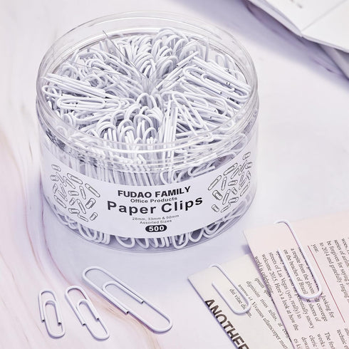 500pcs Paper Clips Assorted Sizes, Small, Medium and Large?1.1inch, 1.3inch and 2inch) Paper Clips, Vinyl Coated Paperclips for Office, School, Ho...