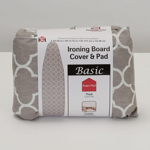 Household Essentials 80098 Ironing Board Cover | 100% Cotton | Gray Trellis...