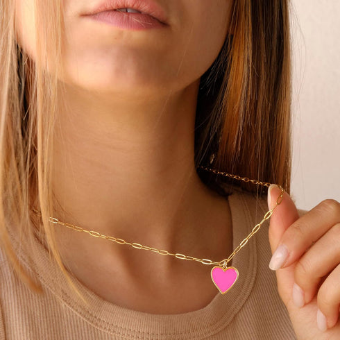 Tewiky Cute Heart Necklace Tiny 14k Gold Heart Pendant Choker Necklaces Small Gold Love Open Heart Chain Necklace for Women Dainty Gold Necklace G...