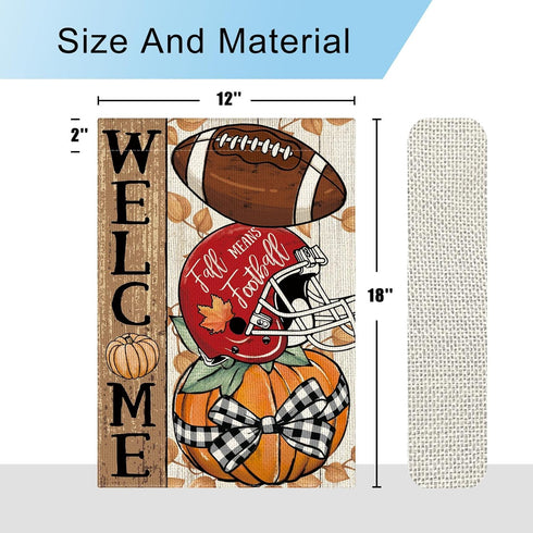 Fall Football Pumpkin Garden Flag Thanksgiving Garden Flag Autumn Welcome Yard Flag 12×18 Inch Double Sided Vertical Rustic Farmhouse Yard Seasona...