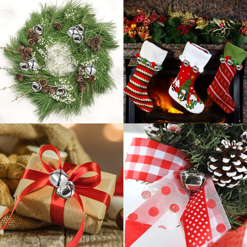 BigOtters 50 Pcs Jingle Bells for Crafting, 1 Inch Craft Bells Bulk for DIY, Home Christmas Decoration, Silver...