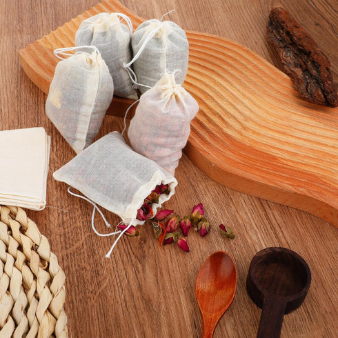 32Pcs Spice Bags for Cooking, 3.15 X 4inch Empty Tea Bags Reusable Tea Bags, Muslin Bags with Drawstring, Tea Filter Bags Cheesecloth Bags for Hom...