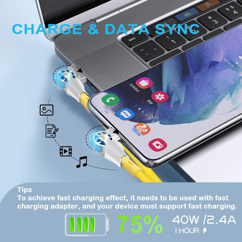 YACSEJAO Coiled USB Type C Cable Fast Charging 1.8m 180° Double Rotating USB C Charger Cable Flexible Rotary USB Connector for Home, Office, Car C...