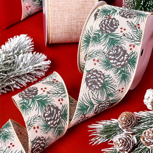 20 Yard Christmas Tree Wired Edge Ribbons 2 Rolls Pineapple Glitter Wire Craft Ribbon for DIY Christmas Wreaths Bows Wrapping Present Decoration, ...