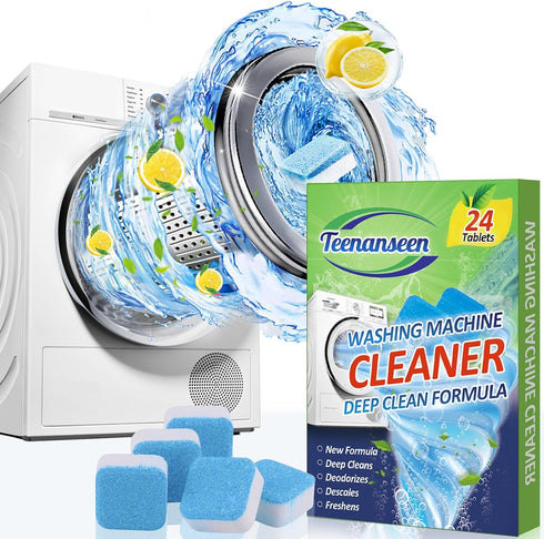 Washing Machine Cleaner Tablets, Deep Clean Front Loader & Top Load Washer, Including HE, 24 Pcs Professional Grade Washer Machine Cleaner Deodori...