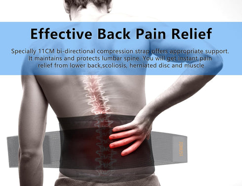 Back Brace - Breathable Waist Belt Lumbar Support for Lower Back Pain Relief, Recovery, Sciatica, Scoliosis, Herniated Disc, Lifting, With Dual Ad...