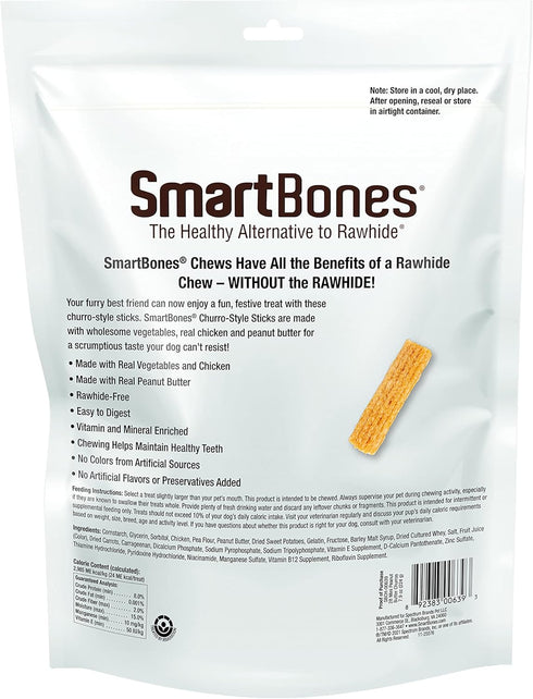 SmartBones Churro-Style Mini Sticks 28 Count, Made with Real Peanut Butter, Rawhide-Free Chews for Dogs, 7.90 Ounce (Pack of 1)...