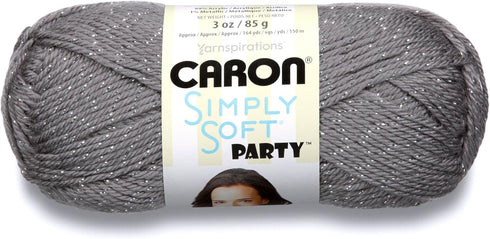 Caron Simply Soft Party Yarn, 3 oz, Medium Worsted 4 Gauge, -Platinum...