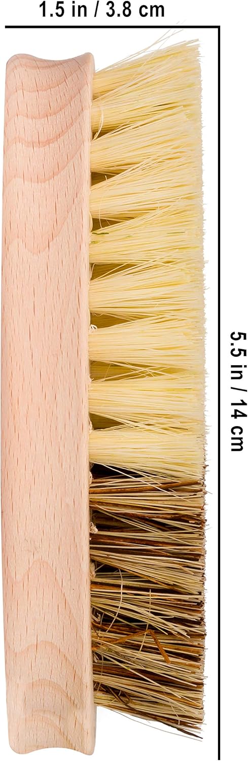 REDECKER Hard and Soft Side Vegetable Brush - Beechwood Handle - 2 Different Bristle Strengths for Cleaning Delicate or Tough-Skinned Vegetables, ...