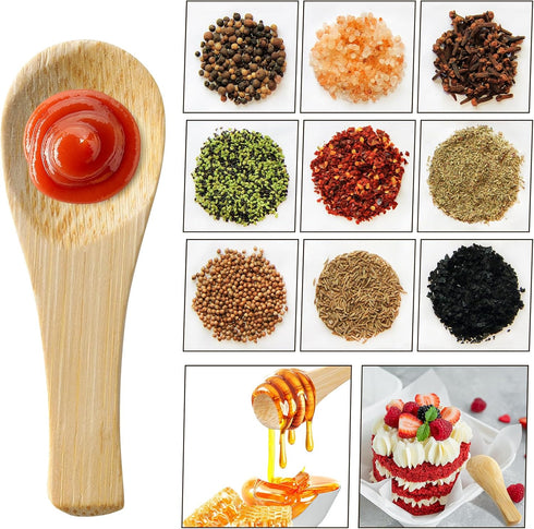 10 Pcs Tiny Salt Spoons Mini Wooden Spoons for Spices Jars Small Handmade Sauce Condiments Spoons for Honey Seasonings Pepper Sugar Tea Coffee Ice...