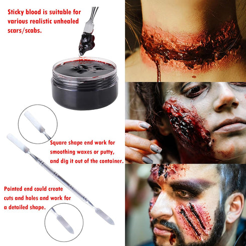 Special Effects SFX Halloween Makeup Kit - Fake Blood + Coagulated Blood Gel + 12 Colors Bruise Makeup Face Body Painting Palette with Brush + Sca...