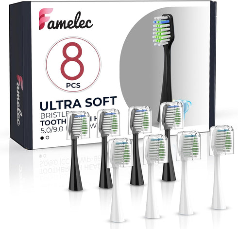 8 Pack Toothbrush Heads for Waterpik Toothbrush Replacement Heads, Compatible with Waterpik Complete Care 5.0/9.0(WP-862) Electric Toothbrush, Fit...