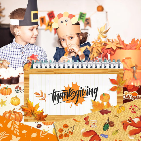 24 Sheet Scrapbook Paper Pad Thanksgiving Theme, 12’’x12’’ Double-Sided Decorative Craft Paper Fall Pattern Paper Pack of Scrapbooking Patterned C...