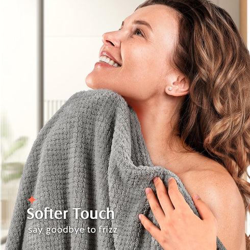 YFONG 2 Pack Microfiber Hair Towel Wrap for Women, Super Absorbent Quick Dry Hair Turban for All Hair Style Anti Frizz, Large Hair Drying Towel wi...