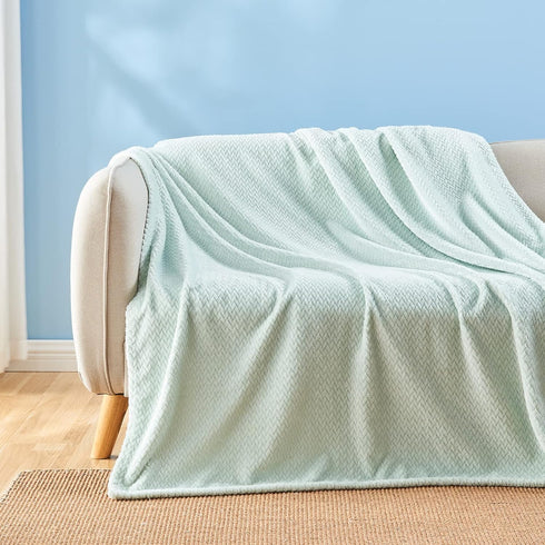 NEWCOSPLAY Super Soft Throw Blanket Mint Premium Silky Flannel Fleece Leaves Pattern Lightweight Bed Blanket All Season Use (Mint, Throw(50"x60"))...