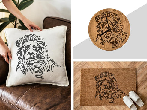 Lion Head Stencil Template 10 x 10 inch - Reusable Stencils for Painting and Crafts, Lion Stencil, Stencil of Lions, Jungle Stencil, Animal Stenci...