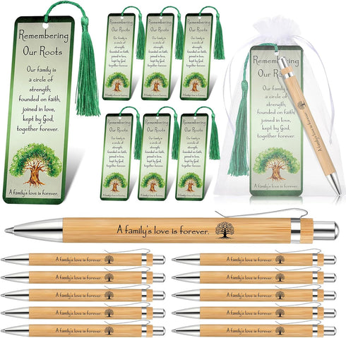 Family Reunion Favors Family Bamboo Pens Inspirational Ballpoint Pen with Family Reunion Bookmarks Paper Bookmarks and Gift Bag Family Reunion Gif...