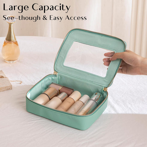 HBselect Clear Makeup Bag Organizer, Portable Travel Toiletry Cosmetic Bag Case for Women, Transparent Zipper Pouches Waterproof, Car Organizer fo...