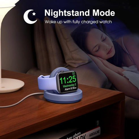 Portable Magnetic Charging Dock for Apple Watch, Wireless Fast Watch Charger Stand with Charging Cable, Support Nightstand Mode, Compatible with A...