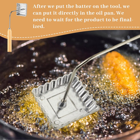 7 Pcs Achappam Mold Bunuelos Mold with Handle Rosette Iron Set Aluminum Rosette Maker Heart Star Circle Square Cookies Mold for Interchangeable He...