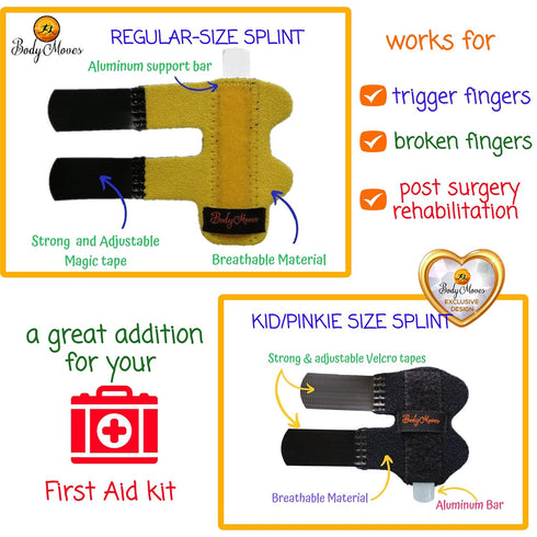 BodyMoves 5 Finger Splints plus 1 pinkie/kid splint (with Black Pinkie)...