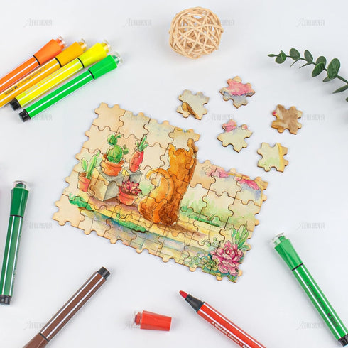 AUEAR, Unfinished Wooden Blank Jigsaw Freeform Wood Piece for DIY Crafts Arts Card Making (50 Pack)...