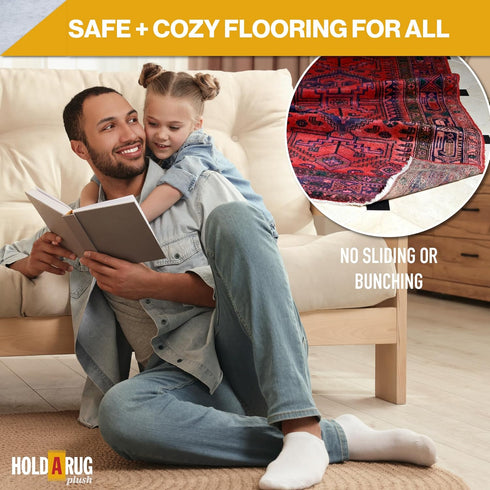 Hold-a-Rug Plush 2' x 4' Nonskid, Nonslip Rug Pad, Reversible Gripper, ¼ Thick, Safe for All Floors and Carpet, Keep Area Rugs Secure...
