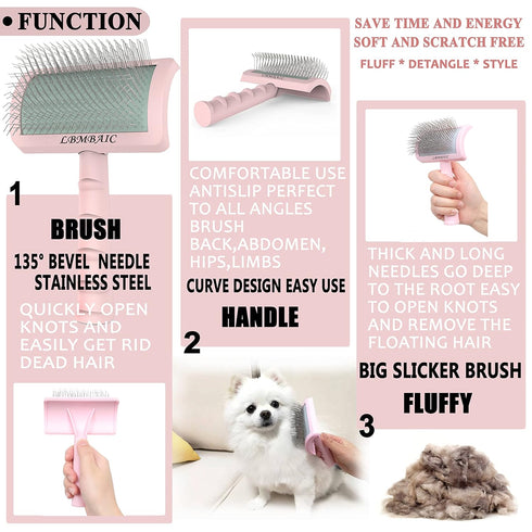 Slicker Brush for Dogs with Super Denser Soft Long Pin Slicker Dog Brush for Thick and Long Fur Doodle Brush for Grooming Fluff,Shedding Tangles.G...
