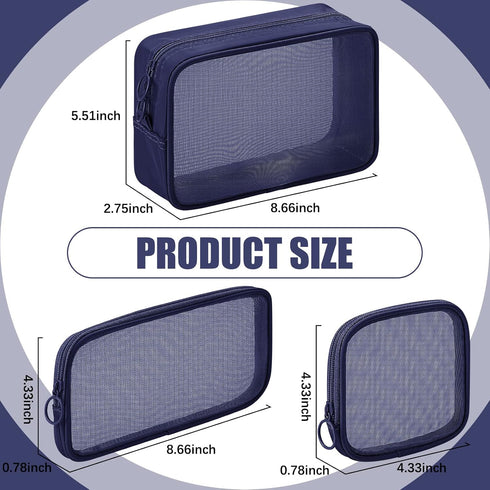 Weewooday 4 Pcs Mesh Makeup Bag Mesh Cosmetic Bag Travel Toiletry Bag Pouch with Zipper Mini Portable Makeup Cosmetic Travel Toiletry Purse Bag fo...