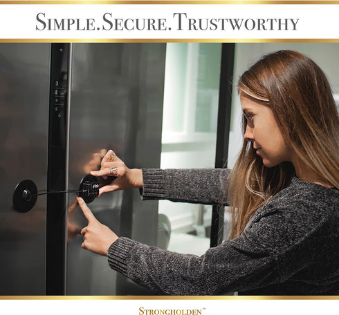 Refrigerator Lock Combination, Child Proof Fridge Lock Combo, Freezer Lock Child Proof - Take Care of Your Family with Fridge Locks for Kids by Strongholden - No Keys Needed (Black & Round)