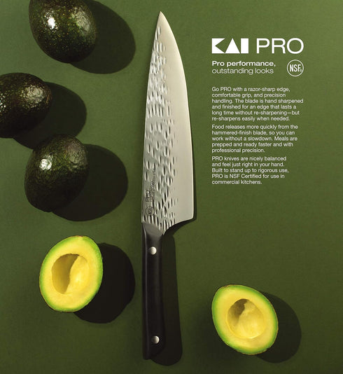 Kai PRO 6" Chef’s Knife, Hand Sharpened Kitchen Knife for Professional and Home Chefs, Japanese AUS6M Stainless Steel Blade, Full-Tang POM Handle,...