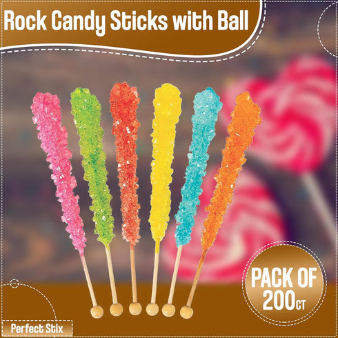 Perfect Stix LB60-200 Rock Candy Sticks with Ball, 0.1" Height, 0.2" Width, 6" Length (Pack of 200)...