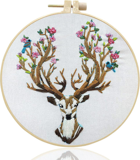 Maydear Stamped Embroidery Kit for Beginners with Pattern, Cross Stitch kit, Embroidery Starter Kit Including Embroidery Hoop, Color Threads and E...