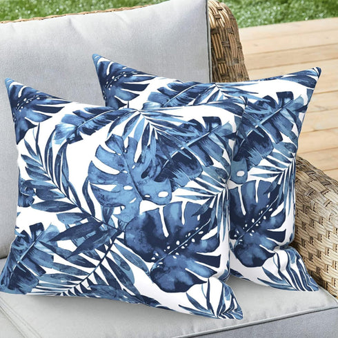 Pack of 4 Outdoor Decorative Throw Pillow Covers Waterproof Pillow Covers Tropical Leaf Farmhouse Cushion Cases 18x18 Outside Pillows for Patio Fu...