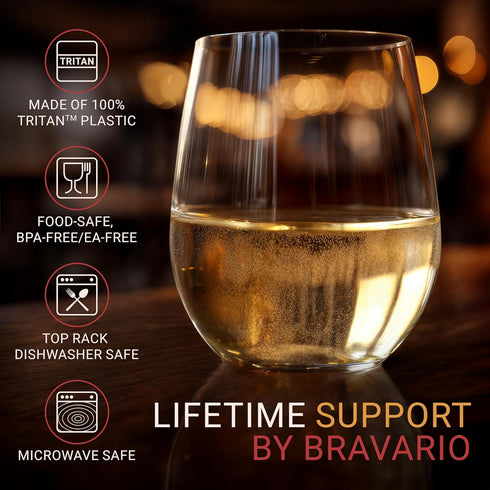 Unbreakable Stemless Plastic Wine Glasses | Reusable | Shatterproof 100% Tritan Plastic | Dishwasher-Safe | BPA-free | Awesome for Indoor & Outdoo...