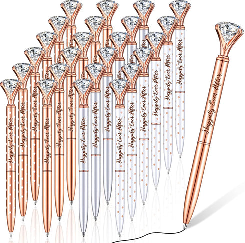Yexiya Bridal Shower Gifts for guests Diamond Pens Wedding Rose Golden Crystal Ballpoint Pens Bling Happily Ever After Pens for Bridal Shower Brid...