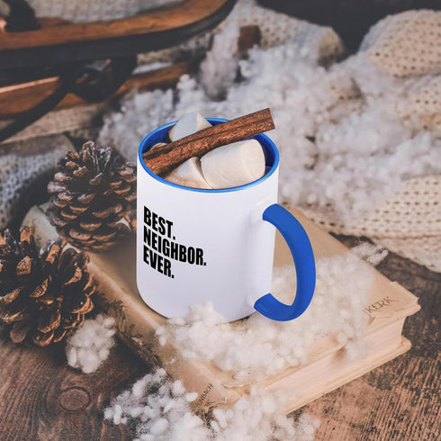 3dRose Best Neighbor Ever Mug, 11 oz, Blue...