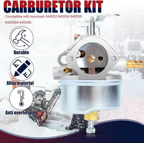 Adjustable Carburetor Compatible with Tecumseh 640052 640054 640058 640058A 640349 HMSK80 HMSK85 HMSK90 HMSK100 HSMK110 LH318SA LH358SA 8HP 9HP 10...