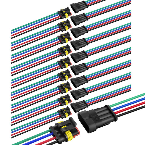 Nilight 4Pin Way Electrical Wire Connector 10 Pack 16AWG Male Female Plug Socket Quick Disconnect Waterproof Plug Play 1.5mm Series Terminal for C...