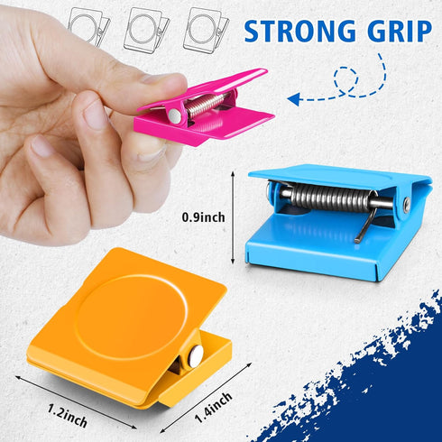 GRTARD Magnetic Clips 6Pack Magnet Metal Clips, Whiteboard Magnet Clip Strong Refrigerator Magnets Clips for Home, School, Hanging Photos, Memo No...