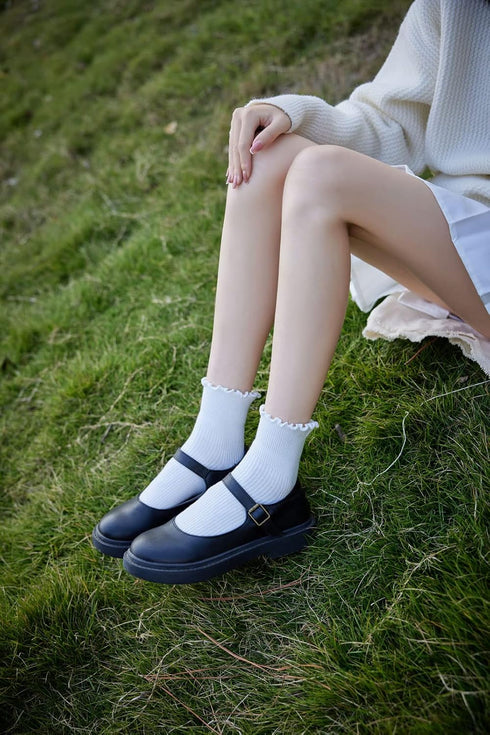 Cute Ruffle Ankle Socks for Women - Soft Cotton Knit Lettuce Low Cut Frilly Crew Socks...