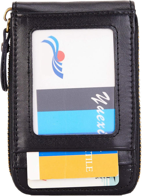 Vintage Full Top Grain Leather Wallet RFID Blocking Multi Card Case with Zipper Pocket Card Holder for Men Women Gift Box...